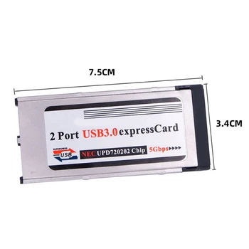 2X high Speed dual 2 priključka za USB 3.0 Express Card 34 mm utor za Express Card PCMCIA pretvarač adapter za laptop Notebook 2X high Speed dual 2 priključka za USB 3.0 Express Card 34 mm utor za Express Card PCMCIA pretvarač adapter za laptop Notebook 5