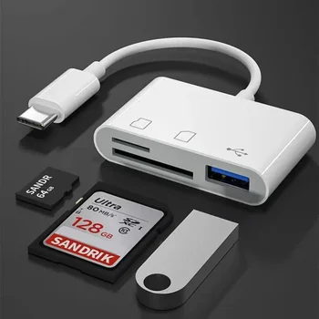 3 U 1 čitač kartica USB Type C za čitanje memorijskih kartica SD TF, USB adapter C za Macbook Samsung, pribor za OTG adaptera