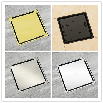 4 Boje Zlatno /Crna /Krom /Brušeni prikladniji mesinga podni odvod 100 * 100 mm 4-inčni odvod za tuš u kupaonici kvadratnom Nevidljivi stil