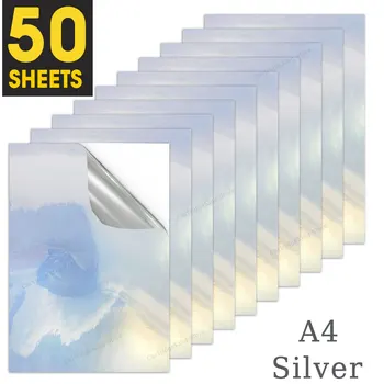 50 Listova PET srebrna samoljepivi naljepnica za ispis Vinil naljepnica Papir za ink-jet pisača 210 mm x 297 mm Papir za ispis naljepnica svojim rukama