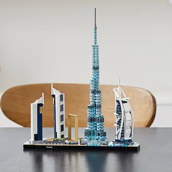 Arhitektura obrise grada Dubai 21052 London Sydney Šangaj, skup sastavnih blokova, cigle, klasični model za dječje igračke