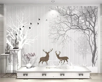 Beibehang 3d pozadina u skandinavskim zemljama minimalistički stil lijepe sive šume los tv kauč dekoracija zidova slika dnevni boravak spavaća soba desktop