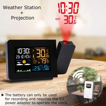 Bežična vremenska stanica projekciji, zidni alarm, digitalni unutarnji vanjski termometar, hygrometer, prognoza vremena za dom