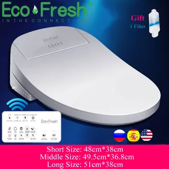 Ecofresh Inteligentno wc sjedalo, električna poklopac za bidei (kadice), pametna bide wc sjedalo sa grijanjem, led pozadinsko osvjetljenje, pametna poklopac za wc, wc
