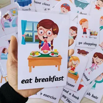 Edukativne flash kartice za učenje engleskog jezika Crtani film, edukativne igračke za svakodnevno ponašanje, edukativne dječje život, edukativne igračke karte za rano Q1s7