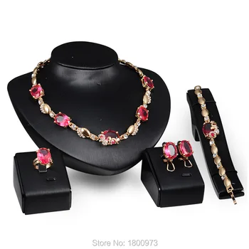 Fin afričke perle, nakit kompleti za žene, kristalno ogrlice/narukvice/naušnice/prsten, pribor za vjenčanice za mladence
