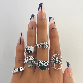 IFMIA Trend srebrne boje kosti s lubanjom i pauk, prstenje za žene, berba ženski modni prstenova Yin i Yang, skup nakit 2022, svadbeni nakit