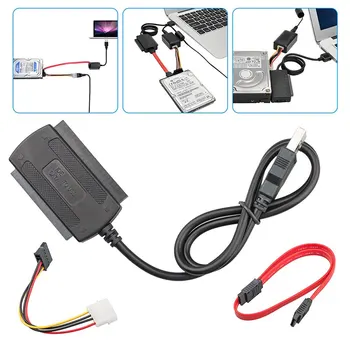 Kabel-konverter SATA/PATA/IDE za spajanje uređaja na USB 2.0 za 2,5/3,5-inčnog tvrdog diska s 4-pinski kabel za napajanje