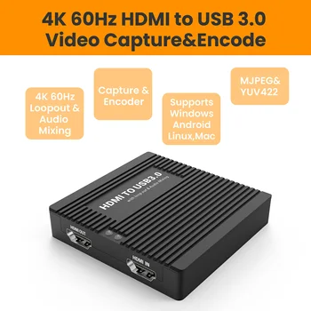 LCC380 4K60Hz HDMI-USB3.0 Hvatanje s cikličkim priključka i микшированием zvuk, HDMI-UAC / UVC, YUV422, Snimanje 1080P60, Linijski ulaz + mikrofon + zvučnik