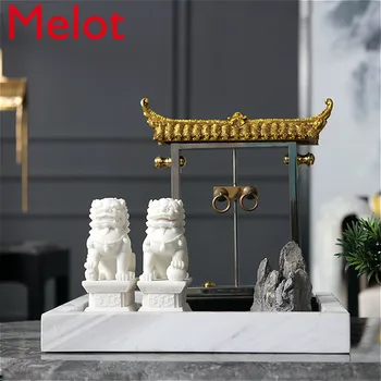Luksuzni kineski stil, dobrodošli, Borovu lav u lonac, kreativna ukras, upscale ladicu, kombinacija, vila, dnevni boravak, obrt