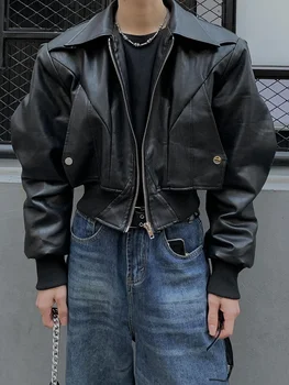 Mauroicardi/proljeće-jesen cool vodootporna crna jakna od umjetne kože, gospodo наплечники munje dugi rukav, luksuzna dizajnerske odjeće