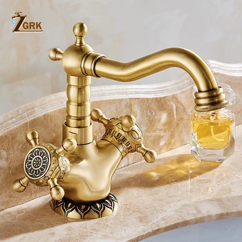 Mješalica za sudoper ZGRK, starinski prikladniji mesinga slavina za kupaonice, isklesan iz slavine, rotirajući slavina za toplu i hladnu vodu s dvostrukom olovkom, slavine