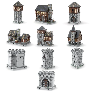 MOC Srednjovjekovni dvorac, vojni blokovi, gradski zid, vrata, kula, vitez, Rim, pribor, igračke za poklon djetetu