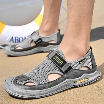 Nove sandale, gospodo trendy ljeto ulične plaža svakodnevne cipele s rupama Baotou za muškarce, prozračna plaže sandale na platformu, kucni sandale Roma