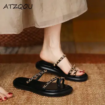Nove ženske ljetne papuče, modni japanke na lancu, sandale, ženske sandale ravnim cipelama, svakodnevne ženske japanke ravnim cipelama, 2023