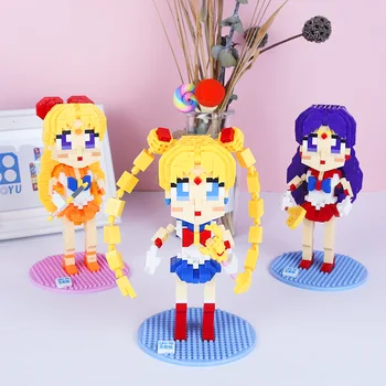 Novi minijaturni gradivni blokovi od malih čestica, prikupljeni svojim rukama, dječje igračke, Sailor Moon, zec, rođendanski poklon za djevojke