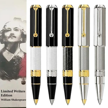 Ograničeno izdanje za Pisce Kemijska olovka Williama Shakespearea MB 1:1 Dizajn i Bijele i Crne Srebrne Office Loptu olovke 6836/9000