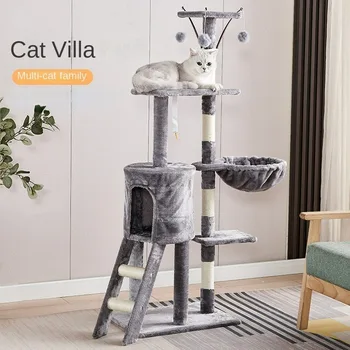 Okvir za penjanje za mačke srednje veličine, mačka neko stablo s kandžama, jednodijelni luksuzni mačji dom, multi-level viseća, vunene pribor za mačje kućice