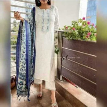 Pakistanski odijelo Palazzo, ženske sportske hlače, ženska, bijela jakna Palazzo sa seta Dupatta