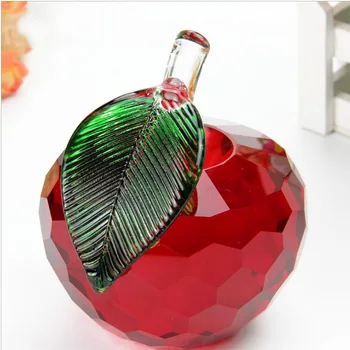 Pokloni za rođendan 3D crvena jabuka top od kvarcnog stakla 80 mm Romantični za rijetke umjetnih za vjenčanje dekor фестивальные obrta