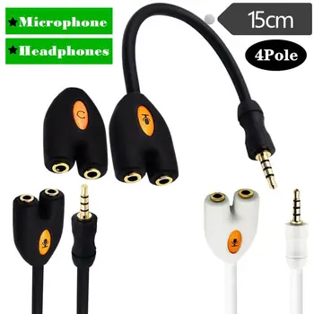 Pozlaćena Kvalitetan kabel 3.5 Audio One In Two Za slušalice + mikrofon od 3,5 mm,, 4-Polni utikač, podijeljen na Dva kabela-utičnice