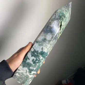 Prirodni velika kula od kristala мохового agata, prirodna kristalna štapić za Reiki iscjeljivanje
