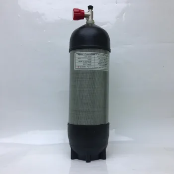 Rezervoar za komprimirani Zrak od Karbonskih vlakana ACECARE 9L CE 300Bar s Crvenim Kalibracijskog Ventilom i Gumene Zaštitne Čizme Za Ronjenje