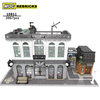 Serija Street View Arhitekture, banka s кофейней MOC-10811, blok, zbirka modela 