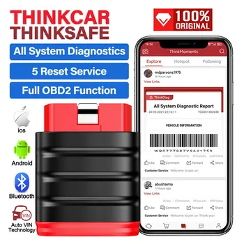 Thinkcar Thinksafe OBD2 Alatima za dijagnostiku automobila Bluetooth Čitač Skener kod Skeniranje cijelog sustava 5 Resetiranje pogreške kod Čišćenja