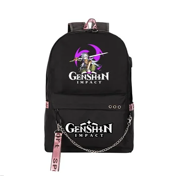 Trendy cool školske torbe u stilu харадзюку, unisex, Genshin Impact USB, putne torbe, Оксфордские vodootporne torbe za laptop