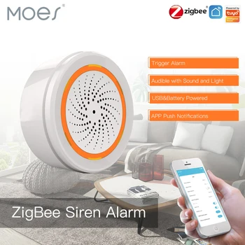 Tuya ZigBee Inteligentni Senzor Zvuk i svjetlo Sirene 90 db Smart Life Siren Sustav Sigurnosti doma Tuya Gateway Hub, koji se Koristi Uz Alexa