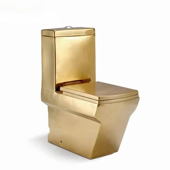 Umjetnički однотонный zlatni jednodijelni sifon s доводчиком, S-zamka, podno luksuzno sjedalo za kupatila u vili, wc wc