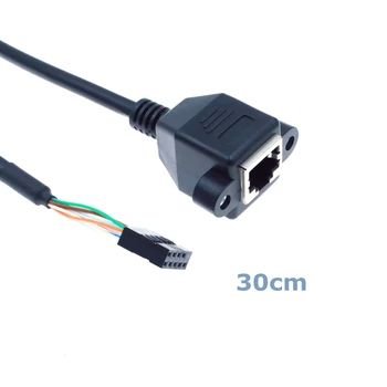 USB 2.0 9-pinski kabel produžni DuPont 2.54 na RJ45 s priključkom Ethernet LAN, s rupama za pričvršćivanje na ploči, kako matične ploče RAČUNALA