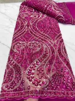 vezeni perle cvjetne čipke tkanina luksuzne francuske čipke, tkanine kvaliteta 2023 serija funky cvjetne čipke tkanina vjenčanje tkanina za haljine
