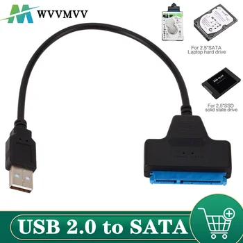WVVMVV USB2.0 na SATA 22pin Kabel-Ac Pretvarač Linije HDD SSD Kabel za spajanje Žica za 2,5-inčni Tvrdi diskovi za Solid Disk Dr