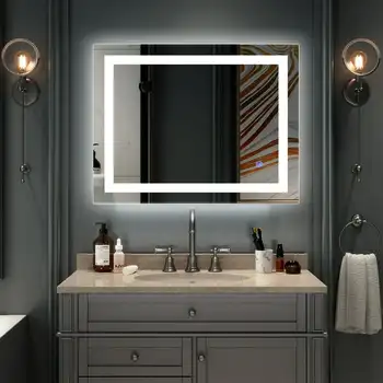 Zidnih ogledala za kupaonicu s led pozadinskim osvjetljenjem, toaletni stol ili zid pravokutni okomito ogledalo za kupatilo, anti-magla + vodootporan IP67 Zidnih ogledala za kupaonicu s led pozadinskim osvjetljenjem, toaletni stol ili zid pravokutni okomito ogledalo za kupatilo, anti-magla + vodootporan IP67 1