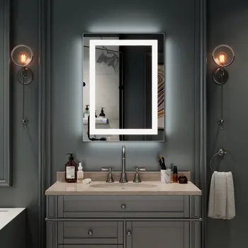 Zidnih ogledala za kupaonicu s led pozadinskim osvjetljenjem, toaletni stol ili zid pravokutni okomito ogledalo za kupatilo, anti-magla + vodootporan IP67 Zidnih ogledala za kupaonicu s led pozadinskim osvjetljenjem, toaletni stol ili zid pravokutni okomito ogledalo za kupatilo, anti-magla + vodootporan IP67 2