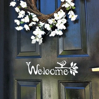Znak dobrodošlice, vinil naljepnica na ulazna vrata s ptica i naljepnica na granu drveta, art dekor