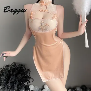 Ženska seksualna oblik Чонсам u kineskom stilu, retro, cosplay, bistra i vez na prsima, donje rublje s visokim prorezom, zavođenje u noćnom klubu