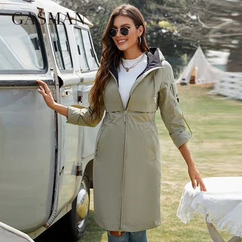 Ženski kaput GASMAN, proljetna duga funky branded ženska jakna zip s visokim ovratnikom, тренч za žene GW-8279